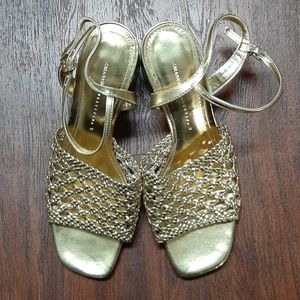 Women's Zara gold block heel sandals